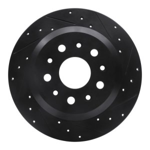 Jeep Wrangler Brake Rotor (1) - Rear Right - R1 Concepts - Drilled & Slotted - Black - `18-`25